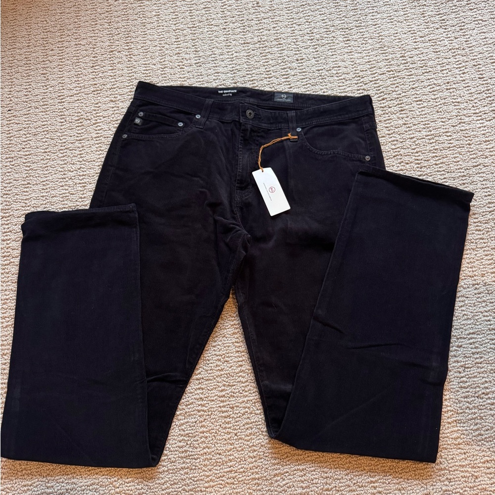 AG Adriano Goldschmied Black Corduroy Pants